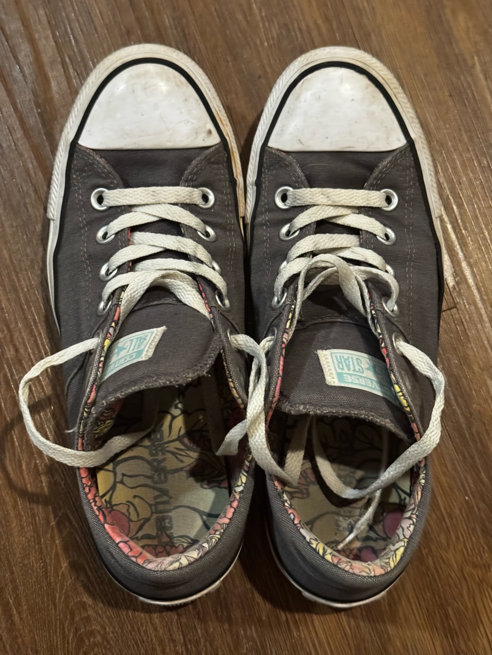 Converse Low Top Sneakers in Dark Gray with White Accents - Picture 2 of 2